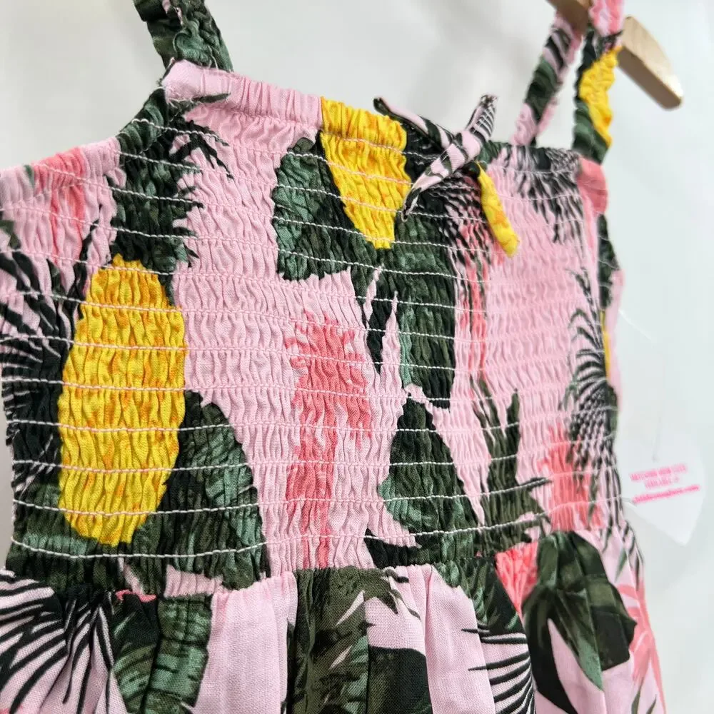 NWT The Children’s Place 2T Pink Gold Floral Pineapple Mommy and Me Dress Hawaii - Picture 3 of 8